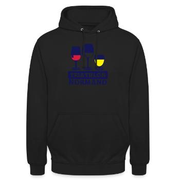 Norman Triathlon-Gipfel Glasöffnung hum - Unisex Hoodie - Schwarz - Vorne - Alina (178cm) & Michal (187cm)