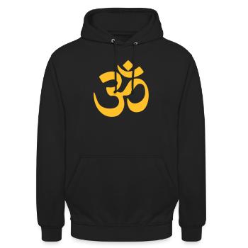 om signe chakra mandala yoga amour énergie jaune - Sweat-shirt à capuche unisexe - noir - Devant - Alina (178cm) & Michal (187cm)