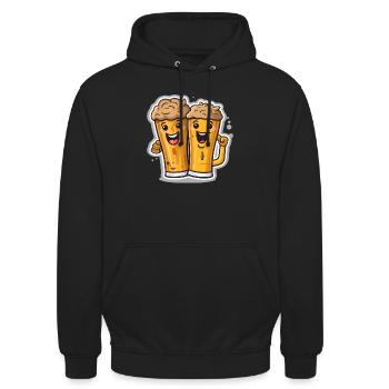2 Bierglas-Kumpels - Unisex Hoodie - Schwarz - Vorne - Alina (178cm) & Michal (187cm)