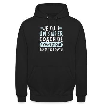 Super Coach De Gymnastique Rythmique Gymnastique - Sweat-shirt à capuche unisexe - noir - Devant - Alina (178cm) & Michal (187cm)