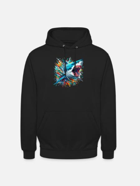 Requin - Sweat-shirt à capuche unisexe - noir