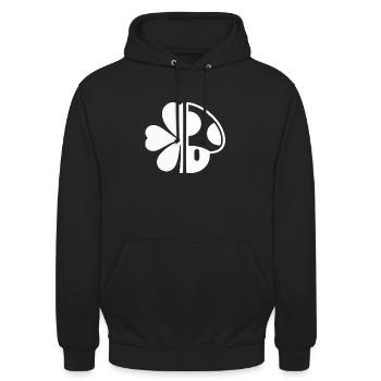 Symbole porte-bonheur : moitié trèfle, moitié champignon – - Sweat-shirt à capuche unisexe - noir - Devant - Alina (178cm) & Michal (187cm)