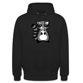 Waschbär Tierkind Geschenkidee raccoon gift idea - Unisex Hoodie - Schwarz - Vorne - Alina (178cm) & Michal (187cm)