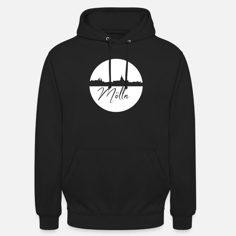Mölln,Skyline,Cercle,Cercle Blanc - Sweat-shirt à capuche unisexe - noir