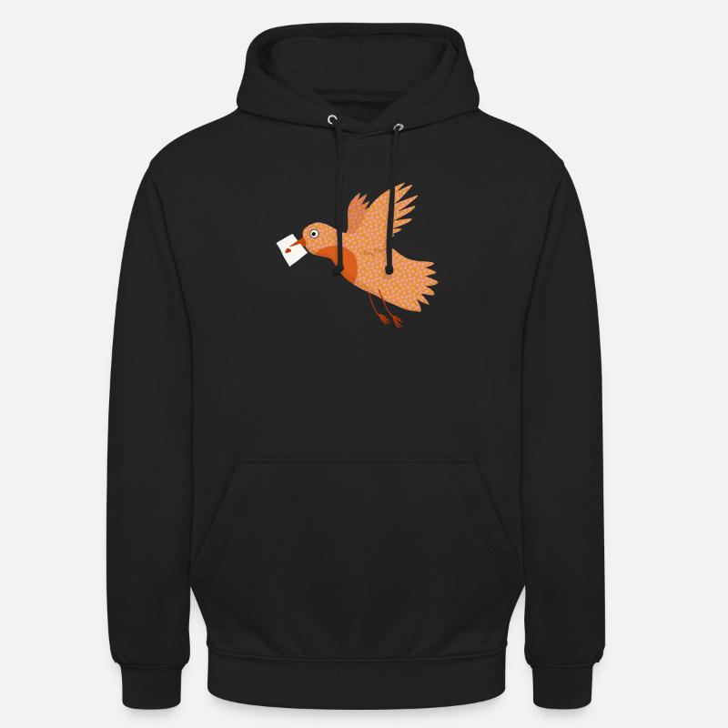 Vogel mit Brief - Unisex Hoodie - Schwarz