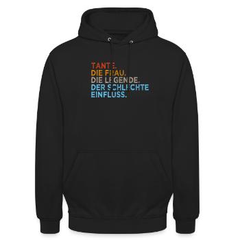 Tante Legende Schlechter Einfluss - Unisex Hoodie - Schwarz - Vorne - Alina (178cm) & Michal (187cm)