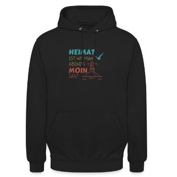 Heimat Moin Leuchtturm Möwe Nordsee - Unisex Hoodie - Schwarz - Vorne - Alina (178cm) & Michal (187cm)