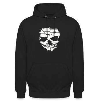 Glitch Horror Tekk Monster Skull - Unisex Hoodie - Schwarz - Vorne - Alina (178cm) & Michal (187cm)