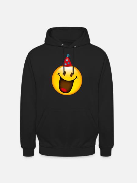 Smiley with Party Hat - Uniseks hoodie - zwart