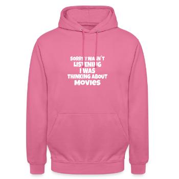 REGARDER UN FILM: penser au cinéma - Sweat-shirt à capuche unisexe - rose - Devant - Alina (178cm) & Michal (187cm)