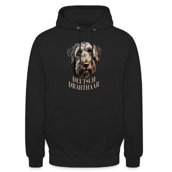 Chien allemand à poil dur - Sweat-shirt à capuche unisexe - noir - Devant - Alina (178cm) & Michal (187cm)