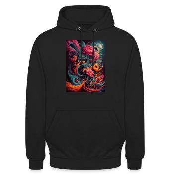 psychedelic hippies design 70th - Sweat-shirt à capuche unisexe - noir - Devant - Alina (178cm) & Michal (187cm)