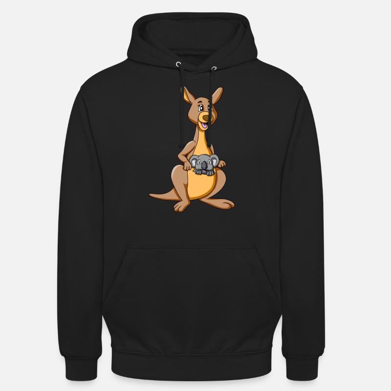 Kangaroo with koala in a pouch - kangaroo with koala - Unisex Hoodie - black