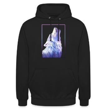 Howling Wolf Berg - Unisex Hoodie - black - Front - Alina (178cm) & Michal (187cm)