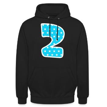 Numéro 2 - Sweat-shirt à capuche unisexe - noir - Devant - Alina (178cm) & Michal (187cm)
