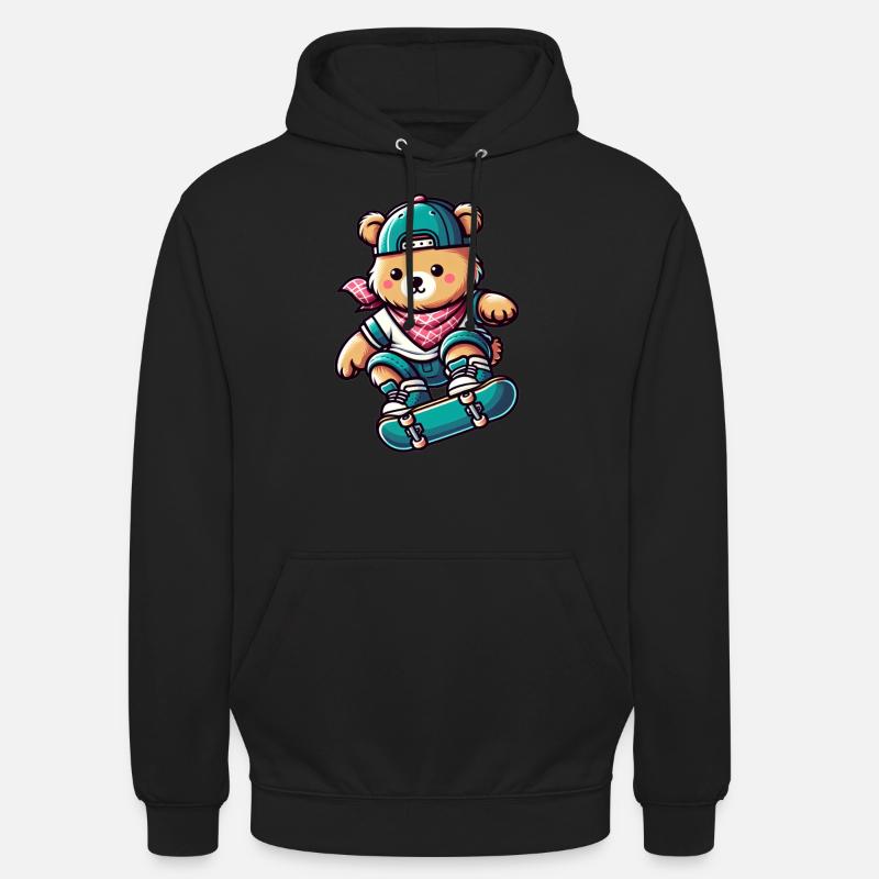 Ours patineur mignon - Sweat-shirt à capuche unisexe - noir