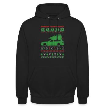 Christmas Ugly Sweater - Unisex Hoodie - Schwarz - Vorne - Alina (178cm) & Michal (187cm)