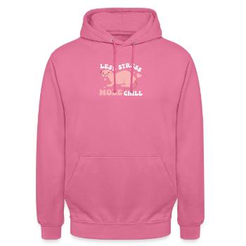 Drôle Moins de stress Taupe Chill A Mole Puns Lover - Sweat-shirt à capuche unisexe - rose - Devant - Alina (178cm) & Michal (187cm)