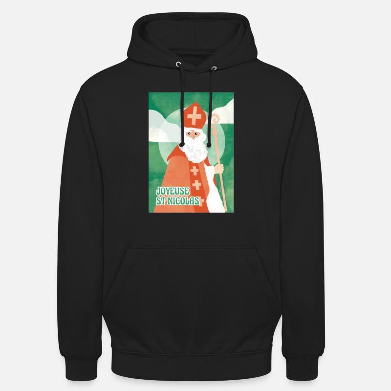 joyeuse st nicolas - Sweat-shirt à capuche unisexe - noir