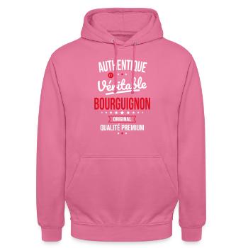 Authentique et véritable Bourguignon - Original - Sweat-shirt à capuche unisexe - rose - Devant - Alina (178cm) & Michal (187cm)