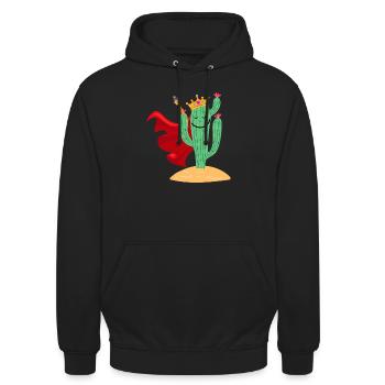Kaktus als König - Unisex Hoodie - Schwarz - Vorne - Alina (178cm) & Michal (187cm)