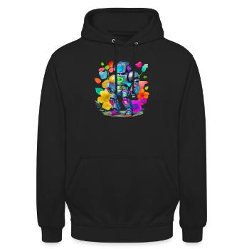 Robot - Unisex Hoodie - Schwarz - Vorne - Alina (178cm) & Michal (187cm)