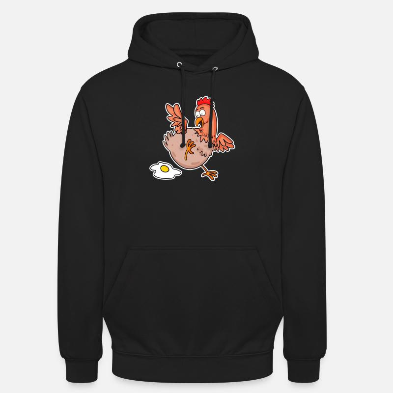 Funny Chicken - Poulets fermiers - Sweat-shirt à capuche unisexe - noir
