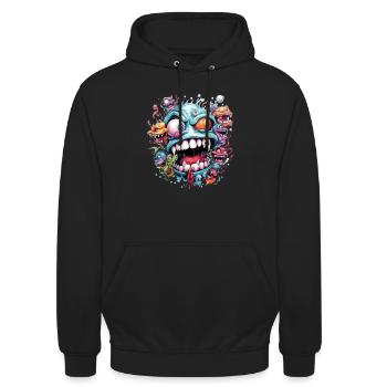 Monstre effrayant Zombie - Sweat-shirt à capuche unisexe - noir - Devant - Alina (178cm) & Michal (187cm)