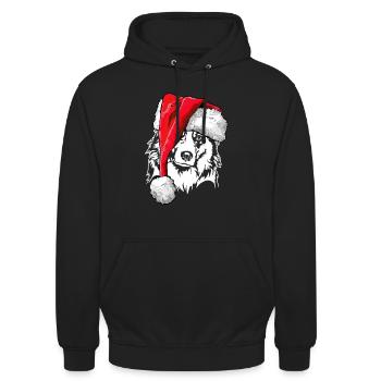 Santa Australian Shepherd Weihnachten Aussie Hunde - Unisex Hoodie - Schwarz - Vorne - Alina (178cm) & Michal (187cm)