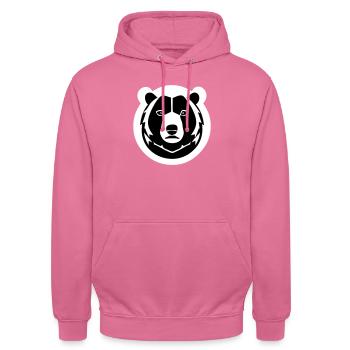 A strong fluffy bear in comic stalk - Unisex Hoodie - pink - Front - Alina (178cm) & Michal (187cm)