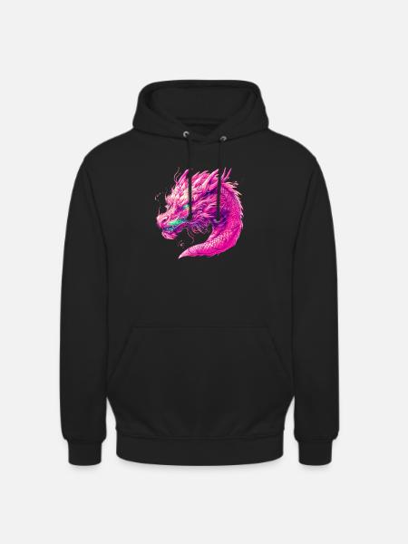 Pinker Drache - Unisex Hoodie - Schwarz