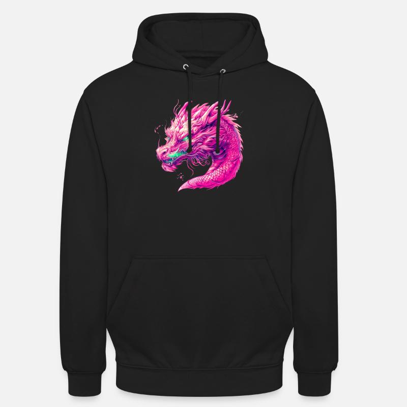 Pinker Drache - Unisex Hoodie - Schwarz