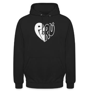 Peru Hand Drawn Logo - Farbe variabel  - Unisex Hoodie - Schwarz - Vorne - Alina (178cm) & Michal (187cm)