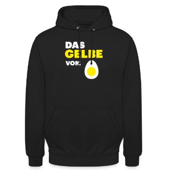 Hühner Fans -  Hahn - Gockel - Eigelb - Unisex Hoodie - Schwarz - Vorne - Alina (178cm) & Michal (187cm)