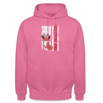 Fox America 4 juillet Independence Birthday Girl - Sweat-shirt à capuche unisexe - rose - Devant - Alina (178cm) & Michal (187cm)