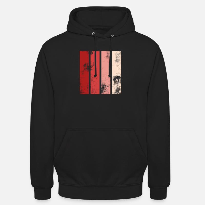 Rayures rétro rouges - Sweat-shirt à capuche unisexe - noir