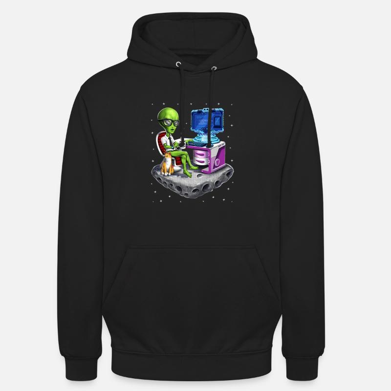 Space Alien Programmer - Unisex Hoodie - black