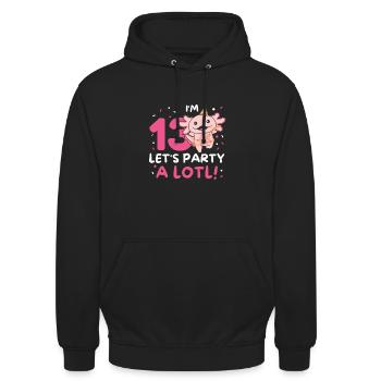 13th Birthday Axolotl Thirteen Years Sweet Axolotls - Unisex Hoodie - black - Front - Alina (178cm) & Michal (187cm)