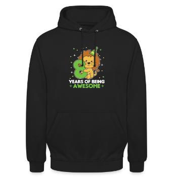 Löwe zum 8. Geburtstag Kinder acht Jahre alt - Unisex Hoodie - Schwarz - Vorne - Alina (178cm) & Michal (187cm)