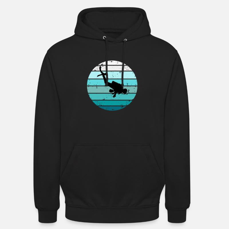 Plongée Rétro Sunset Diver - Sweat-shirt à capuche unisexe - noir