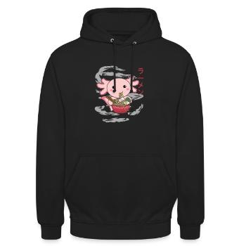 Axolotl manger ramen japonais nourriture kawaii animaux - Sweat-shirt à capuche unisexe - noir - Devant - Alina (178cm) & Michal (187cm)