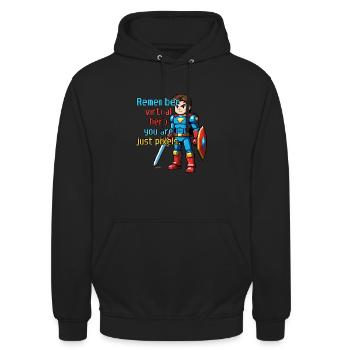 Gaming Hero Just Pixels - Unisex Hoodie - Schwarz - Vorne - Alina (178cm) & Michal (187cm)
