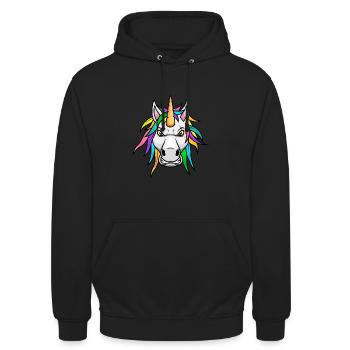 Unicorn Grim Evil Angry - Unisex Hoodie - black - Front - Alina (178cm) & Michal (187cm)
