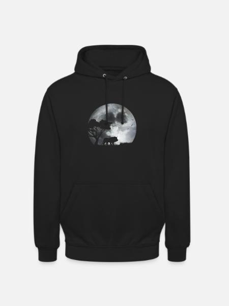 Löwe im Mondschein - Unisex Hoodie - Schwarz
