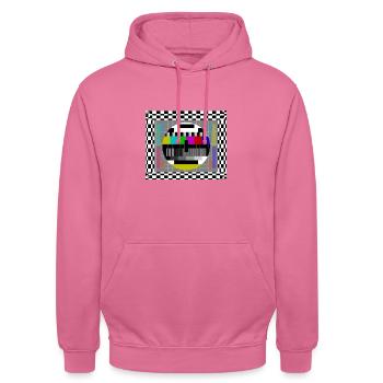 Gesichtsmaske TV Testbild Maske Retro Fernsehen - Unisex Hoodie - Pink - Vorne - Alina (178cm) & Michal (187cm)