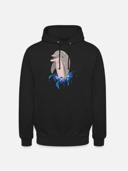 Dolphin sea beach splashes - Unisex Hoodie - black