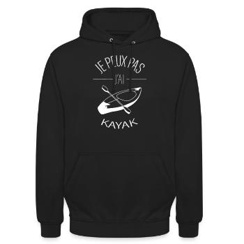 je peux pas j'ai KAYAK - Sweat-shirt à capuche unisexe - noir - Devant - Alina (178cm) & Michal (187cm)