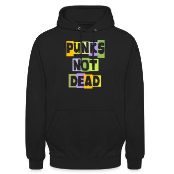 Punk Never Dies Punkrock Punker Musik Retro Punks - Unisex Hoodie - Schwarz - Vorne - Alina (178cm) & Michal (187cm)