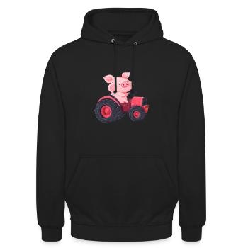 Schwein am Steuer: Bauernhof Abenteuer - Unisex Hoodie - Schwarz - Vorne - Alina (178cm) & Michal (187cm)