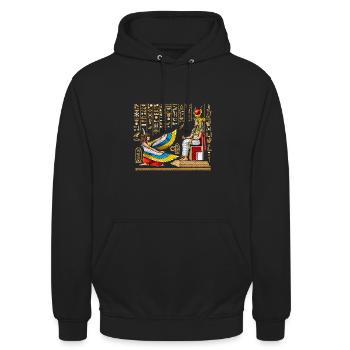 Ägyptische Göttin Maat Isis - Unisex Hoodie - Schwarz - Vorne - Alina (178cm) & Michal (187cm)